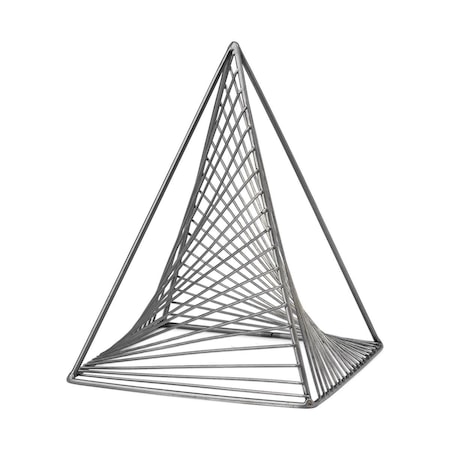 Homeroots 11 x 8 x 8 in. Contemporary Gray Metal Triangular Decor Piece 392489